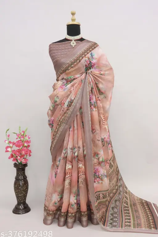 COTTON LILAN DIGITAL PRINTED SAREE