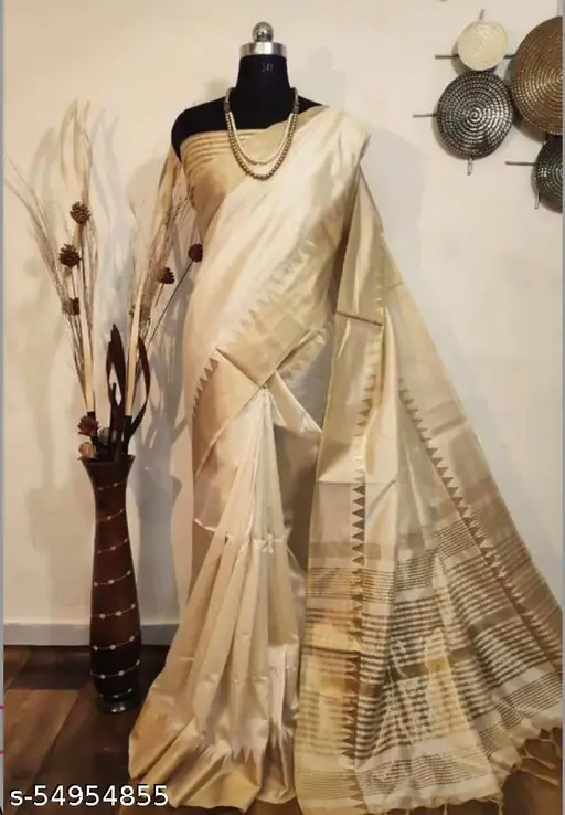 Women's Ethnic Woven Assam Silk Saree with Blouse Piece