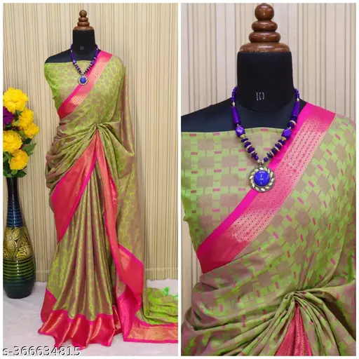 LATEST BANARASI SOUTH INDIAN SAREE WITH HEAVY BOARDER PINK