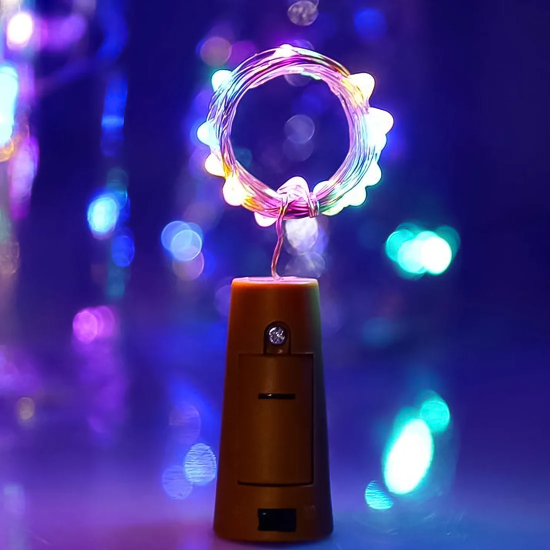 Wine Bottle Cork String Light | Multi LED / 2M Cable Length Copper Wire Battery Operated (Multicolor Light / 1 Pc)