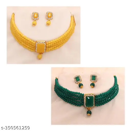 Choker Jewellery Set - Yellow and Green