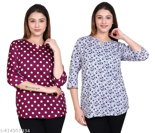 cotton knit Printed women's rayon top
