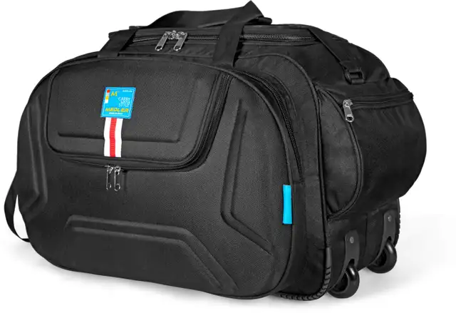 DERBEN-BLACK Polyester Cabin Size Luggage Duffle Strolley Bag