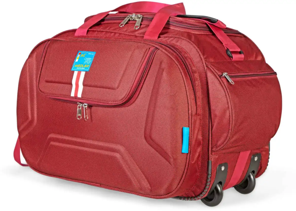  DERBEN-RED Polyester Cabin Size Luggage Duffle Strolley Bag
