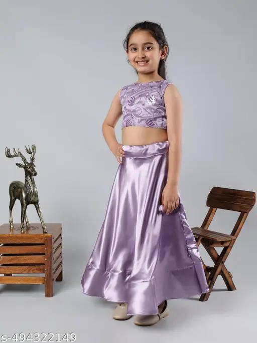 Embroidery Securance Net blouse and plain lehengha 