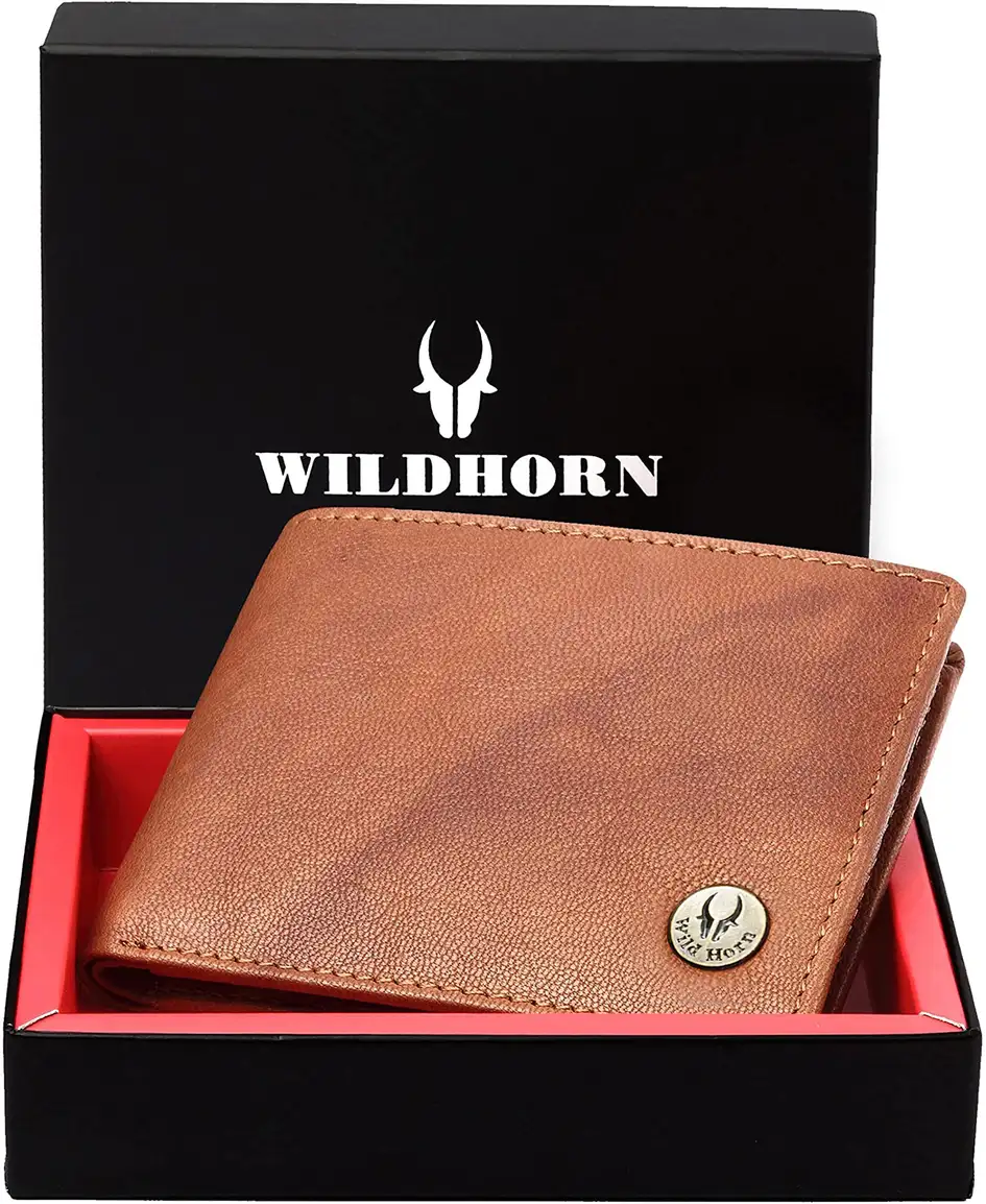 WILDHORN Men Casual Tan Genuine Leather Wallet 