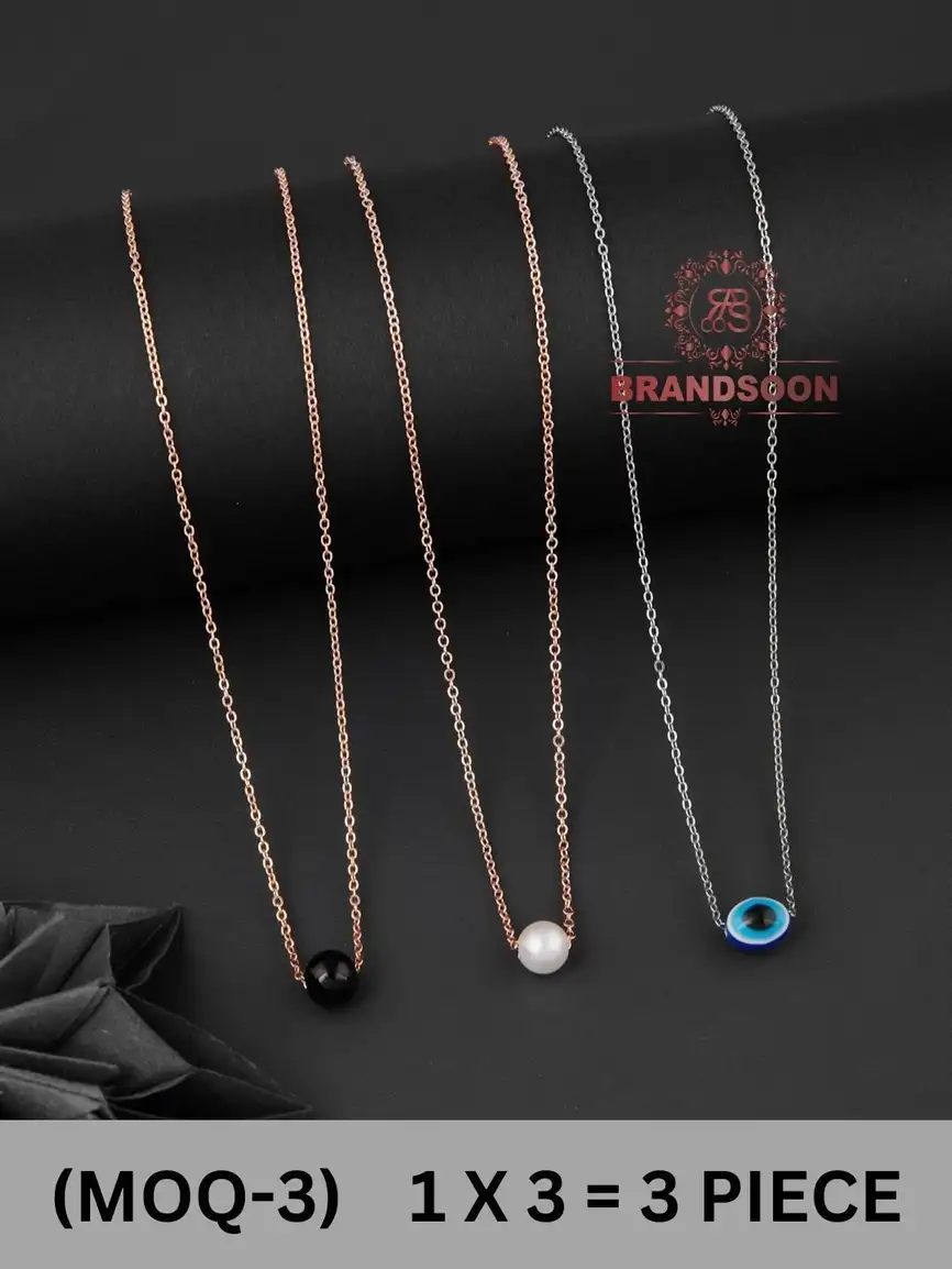 Brandsson evileye Pack of 3 necklace chain for women and girls Pearl Gold-plated... more