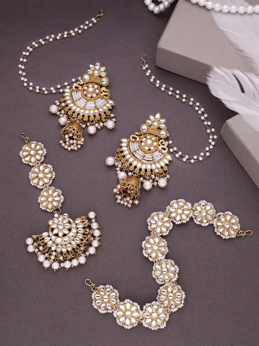 Brass Jewel Set (Gold, White)