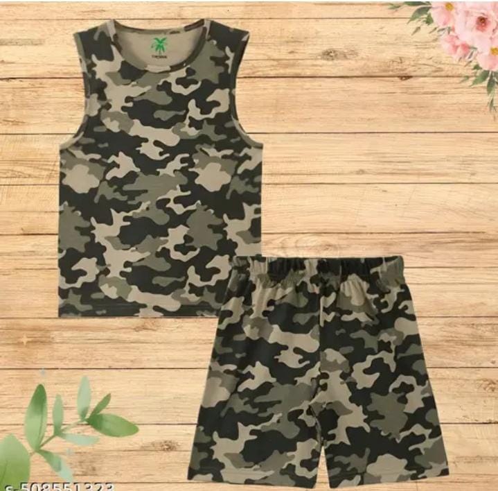 BOYS COTTON MILITYR PRINTED COMBO SET