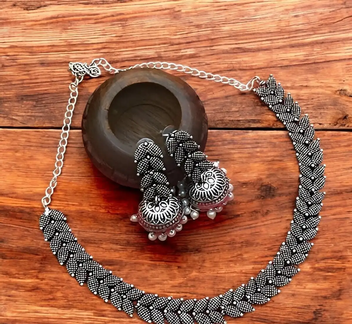 Haniya Oxidised Silver Silver Silver Jewellery Set (Pack of 2)