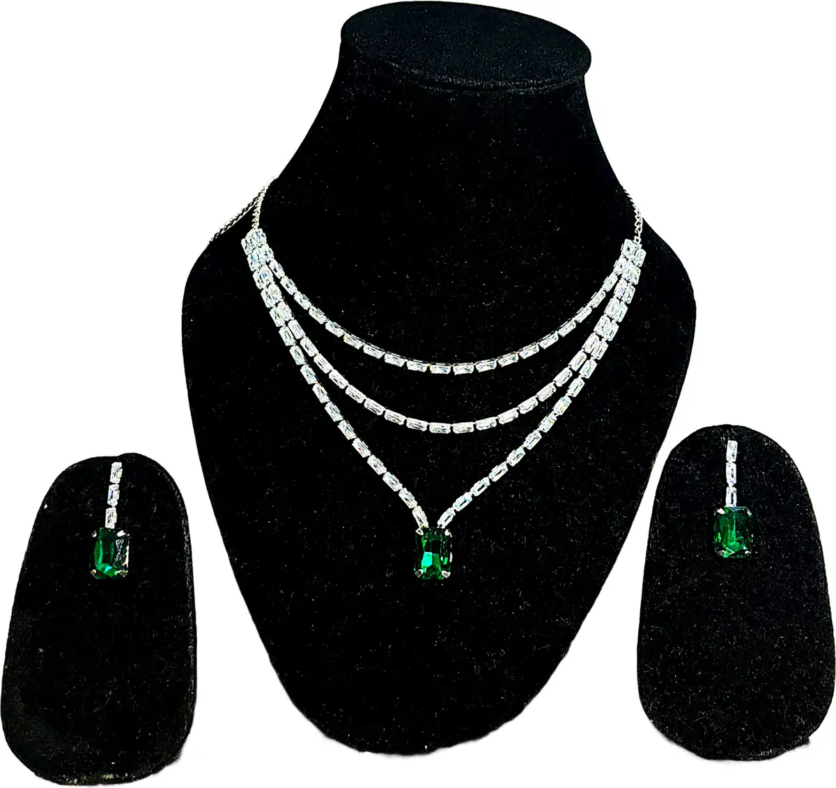 Brass, Alloy Jewel Set (Green, Silver)