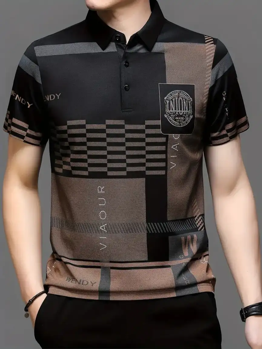 Color Block Men Black T-Shirt