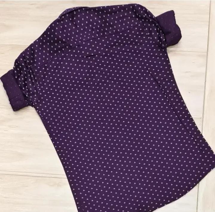 Men's Party Wear Causal Solid Full Sleeves Printed Dotted Ankar Shirt (Purple) By SONISHQ