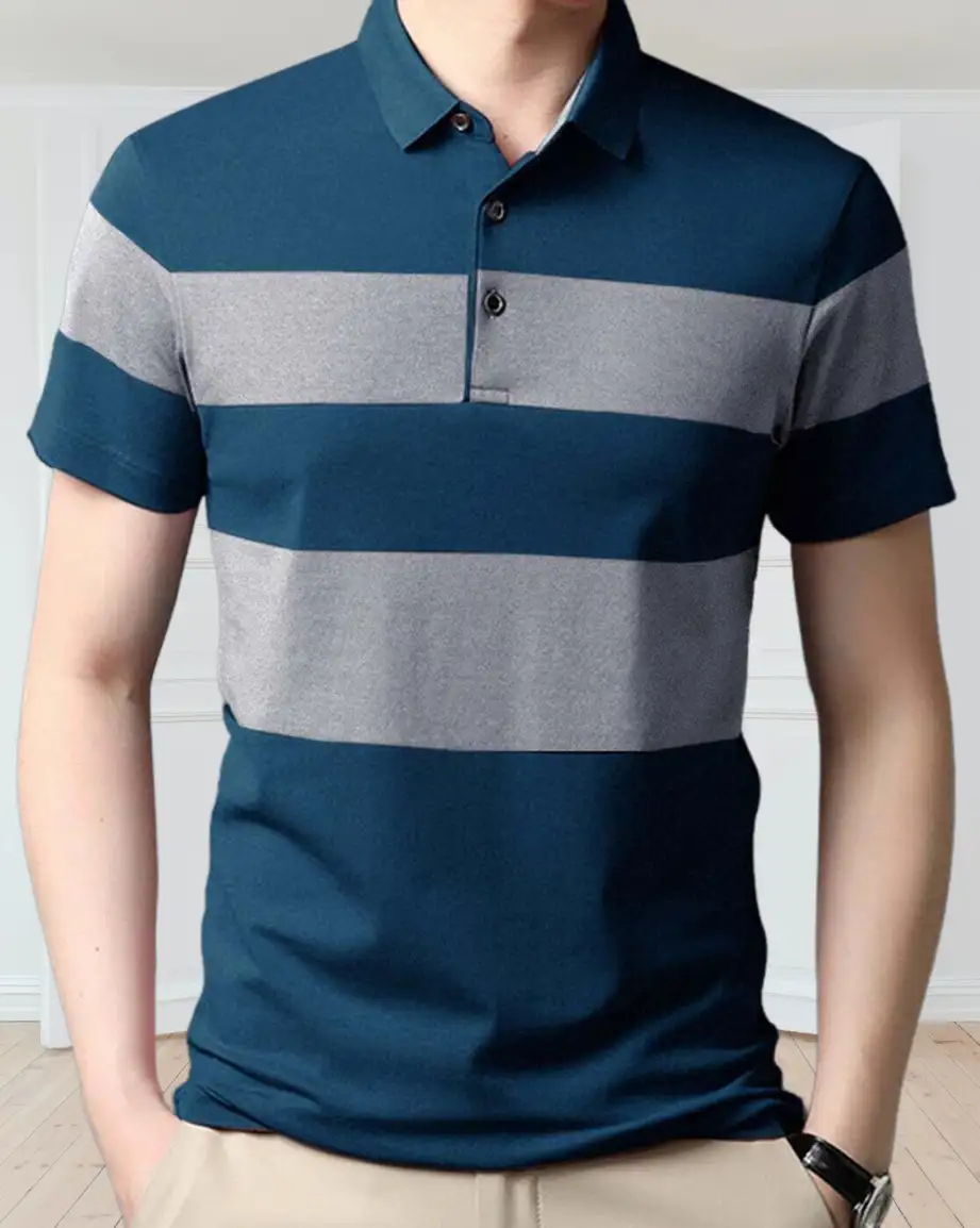 Color Block Men Blue T-Shirt