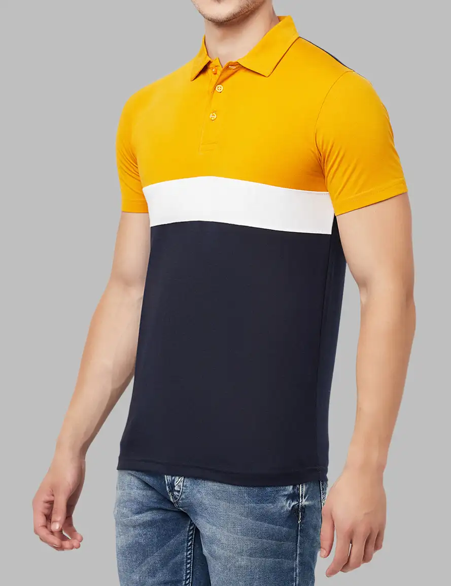 Color Block Men Yellow T-Shirt