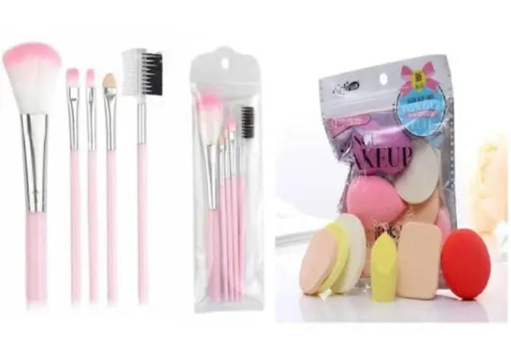 D.B.Z. Combo of Makeup Blenders Puff 6 in 1 and Makeup Brush 5 Pcs set