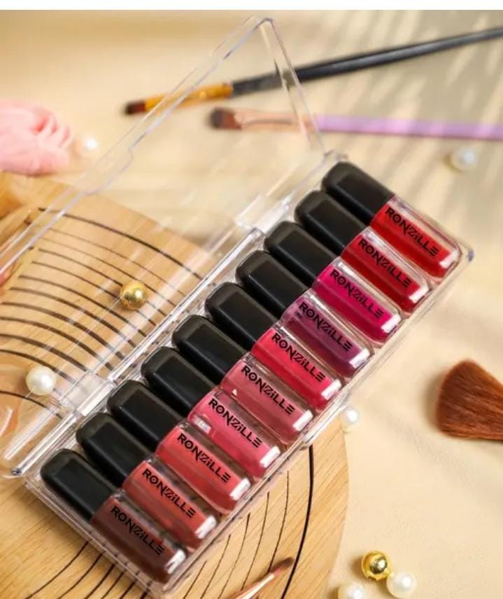Ronzille Long Lasting Waterproof Non Transfer Liquid Matte Lipstick Set of 10