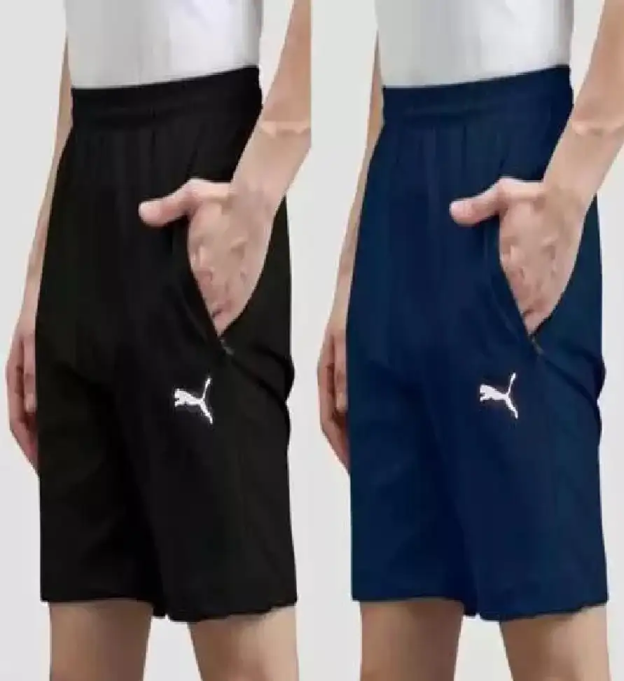 Self Design Men Black, Blue Gym Shorts