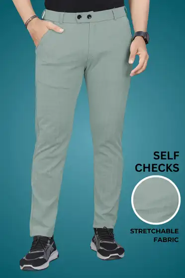 Regular Fit Men Light Green Trousers