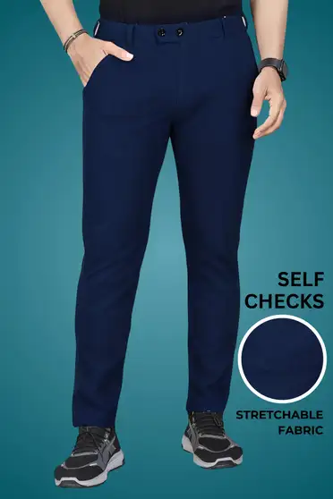 Regular Fit Men Blue Trousers