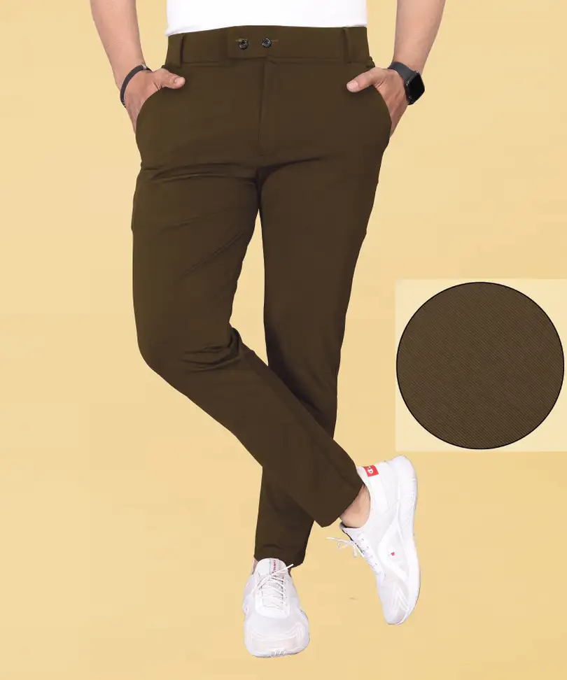 Slim Fit Men Brown Trousers