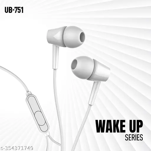 Ubon Earphones UB 751 Universal in Ear Earphone with mic Wired with Hi-Resolution Audio Deep Bass Headphones Ergonomic Sweatproof Earbuds for All Smartphones Dynamic 10mm Driver, (White)