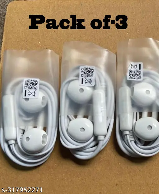 Wired Earphone Best Quality Sound Earphones Headphones All Android Supported (pack of 3)