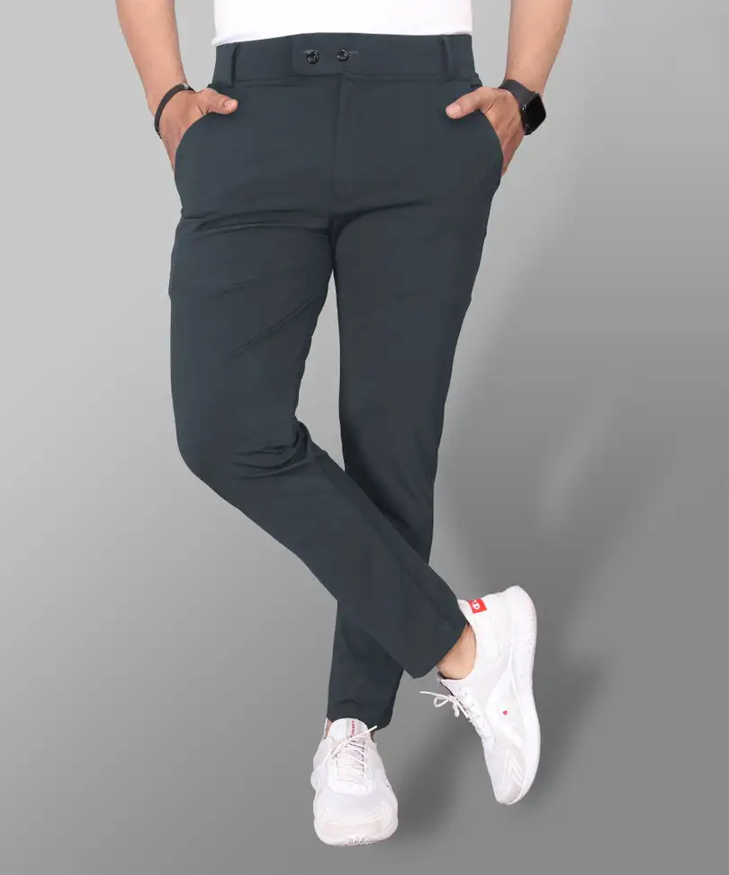 Slim Fit Men Black Trousers