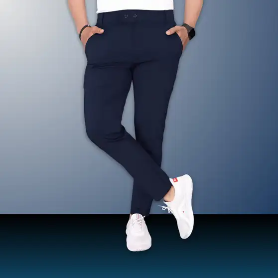 Slim Fit Men Blue Trousers
