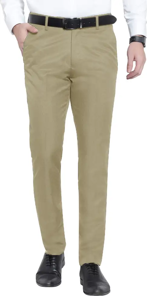 Slim Fit Men Gold Trousers