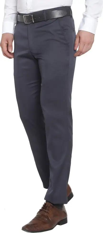 Slim Fit Men Grey Trousers