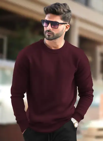 TRIPR Full Sleeve Solid Men Sweatshirt