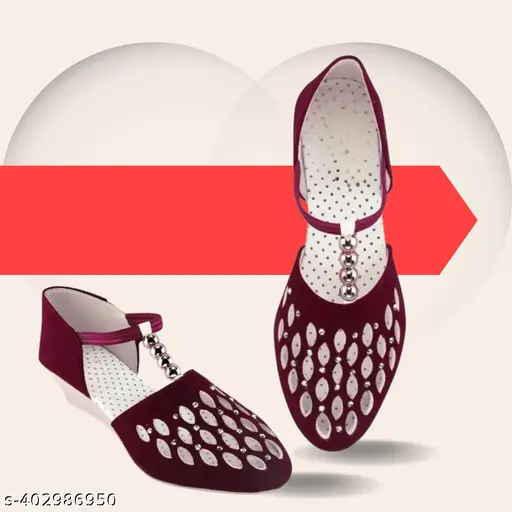 Attractive Maroon Shine Bellies For Women & Girls