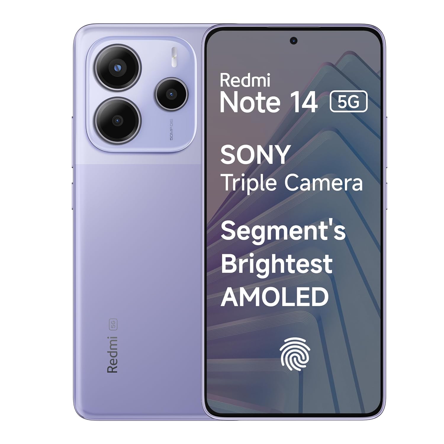 Redmi Note 14 5G (Phantom Purple, 8GB RAM 256GB Storage) | Global Debut MTK Dimensity 7025 Ultra | 2100 nits Segment Brightest 120Hz AMOLED | 50MP Sony LYT 600 OIS+EIS Triple Camera