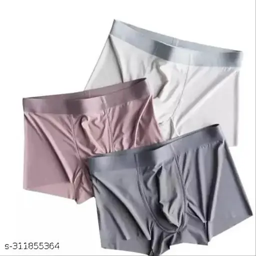 Men Ice Silk Lycra Underwear - Multicolor (Pack of 3) Briefs ?