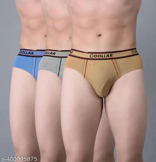 Dollar Bigboss Men's Pack of 3 Combed Cotton Solid Brief With Anti-Microbial Odour Control