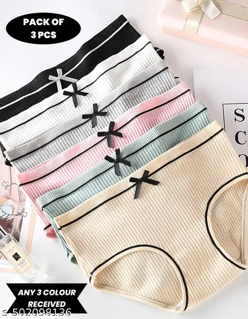 PACK OF 3 PRINTED PURE COTTON BRIEFS FOR WOMENS/GIRLS FOR EVERYDAY USE PANTYS COMFORTABLE MULTICOLOUR PANTYS