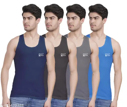 BANSAL X-MEN Pack of 4 Color Round Neck Vest