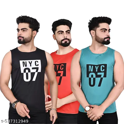Trending Printed Man Vest For Gym And Casual Wear sando Combo of 3 piece
