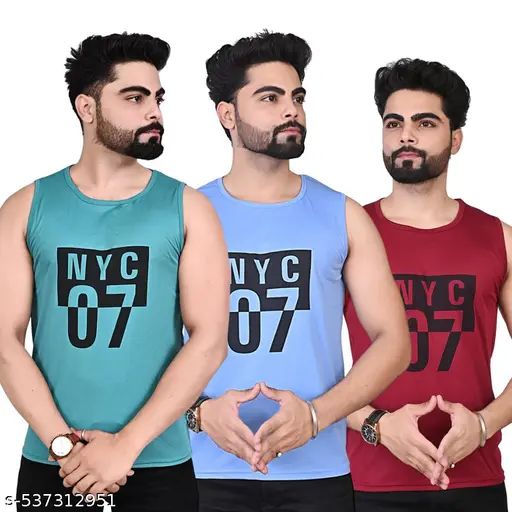 Trending Printed Man Vest For Gym And Casual Wear sando Combo of 3 piece