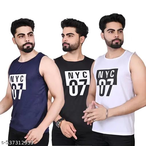 Trending Printed Man Vest For Gym And Casual Wear sando Combo of 3 piece