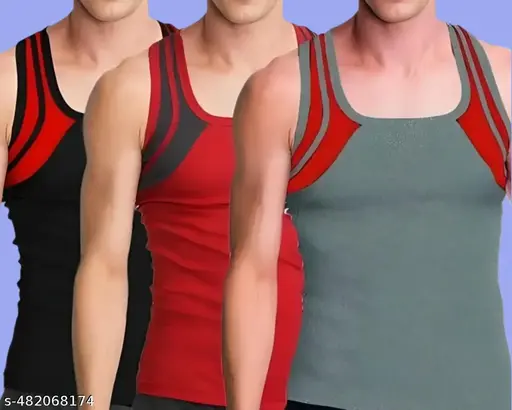 Premium Cotton Solid Gym Vest for Men (Pack of 3)