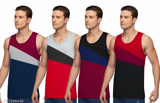MEN'S BEAST GYM VEST - 100% COTTON - 4 Pcs Pack