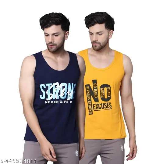 Trendy Swaggy Men's Printed Cotton Vest for Gym Workouts, Vacations, Beaches