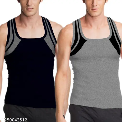 MITOS Premium Cotton Solid Gym Vest for Men (Pack of 2)