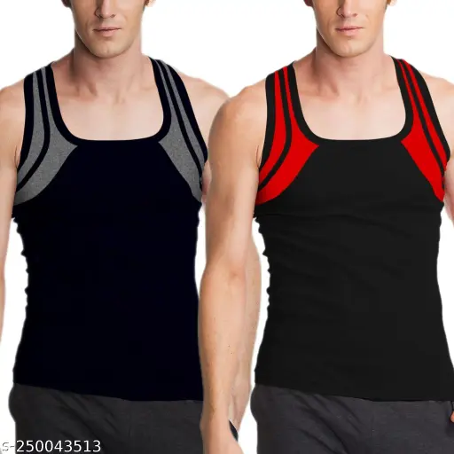 MITOS Premium Cotton Solid Gym Vest for Men (Pack of 2)