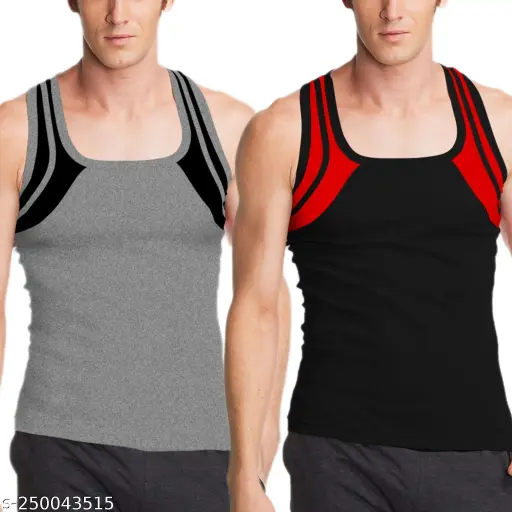 MITOS Premium Cotton Solid Gym Vest for Men (Pack of 2)