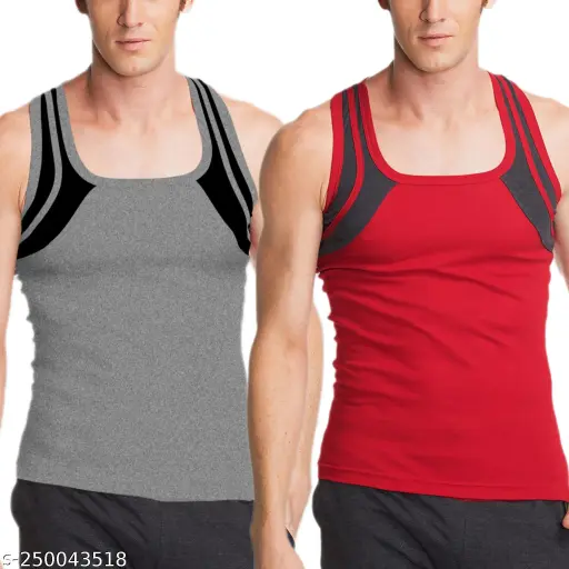 MITOS Premium Cotton Solid Gym Vest for Men (Pack of 2)