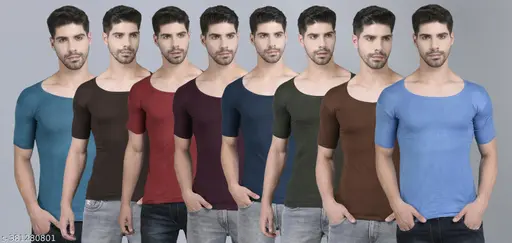 Dollar Lehar Combed Cotton Mens Pack Of 8 Multicolour Vest