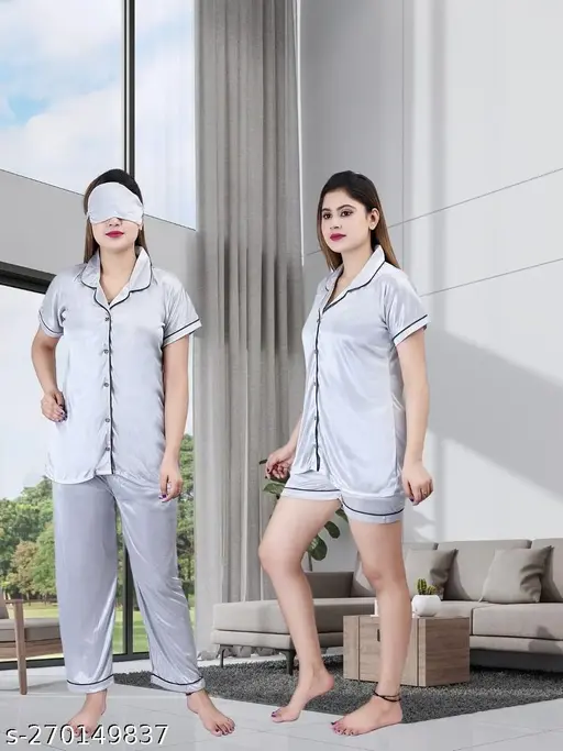 Stylish Women Night Suit Grey set for summer